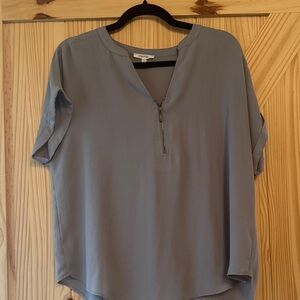 Maurices Light Gray Zip-Front Blouse